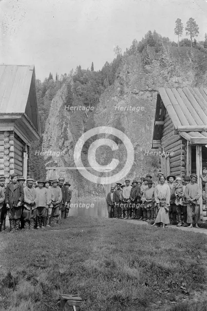 Group of Shoria Men in the Srednii Chilei Ulus, 1913. Creator: GI Ivanov.