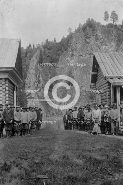 Group of Shoria Men in the Srednii Chilei Ulus, 1913. Creator: GI Ivanov.