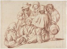 Group of Six Children (recto); Sketch of a Village (verso), 1700s(?). Creator: Unknown
