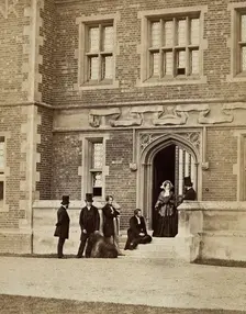 Group of six people with a sheepdog, c1860s. Creator: Unknown