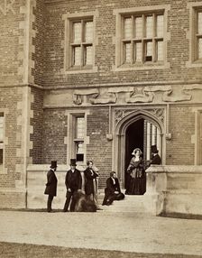 Group of six people with a sheepdog, c1860s. Creator: Unknown