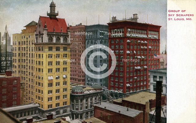 Group of skyscrapers, St Louis, Missouri, USA, 1910. Artist: Unknown