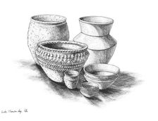 Group of pots from late Bronze Age Britain. Artist: Peter Dunn