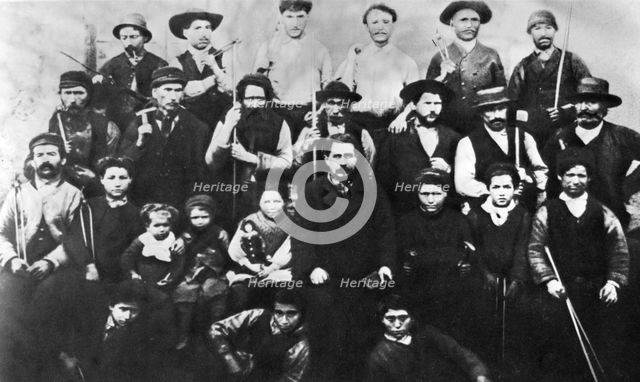 Group of parisian workmen participating in the Commune, photograph. Paris Commune 1871. Artist: Unknown