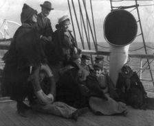 Group of passengers on deck of S.S. Amsterdam, c1910. Creator: Unknown