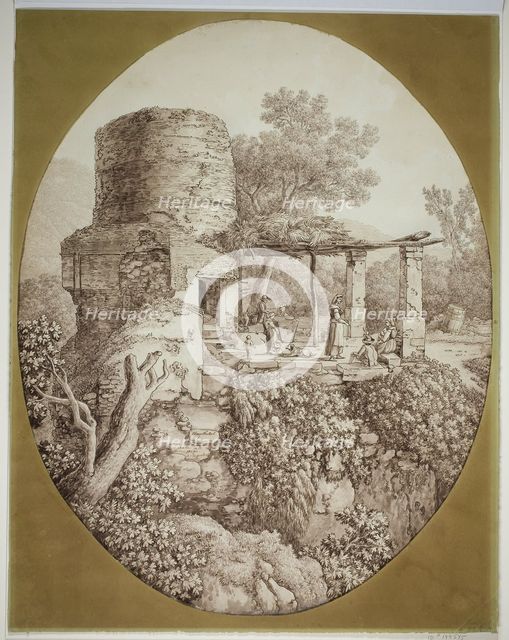 Group of People on a Terrace, 1797. Creator: Jacob Philip Hackert.