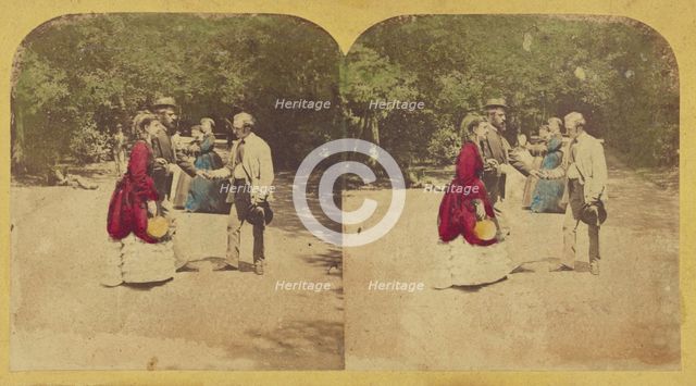 Group of people in a park, 1855-1860. Creator: Unknown.