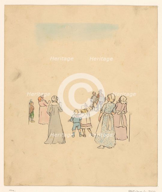 Group of people listening to children playing music, c.1880-c.1910. Creator: Anon.