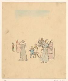 Group of people listening to children playing music, c.1880-c.1910. Creator: Anon