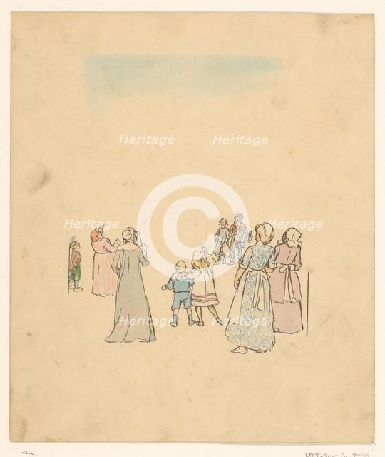 Group of people listening to children playing music, c.1880-c.1910. Creator: Anon.