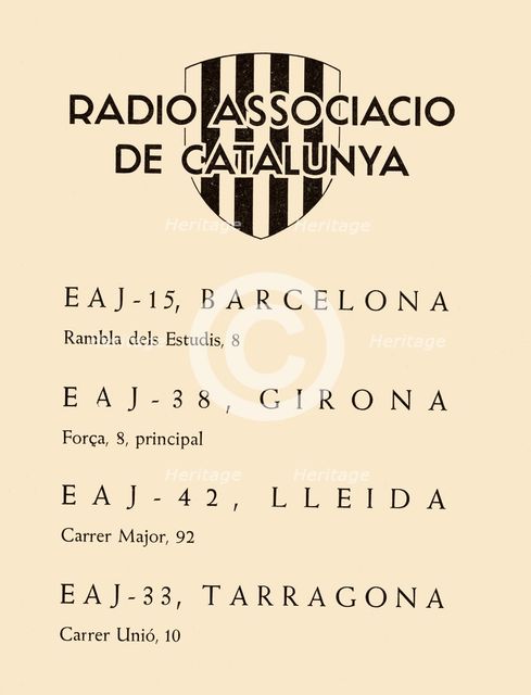 Group of radio stations from Radio Associació of Catalonia, 1934.