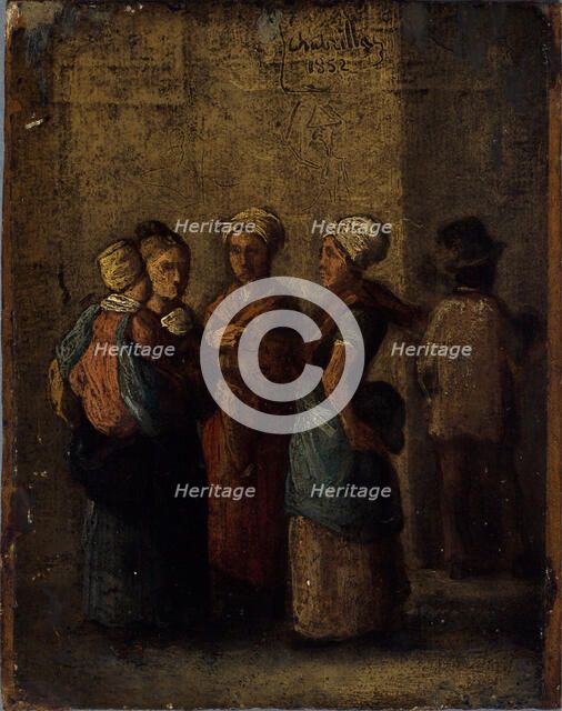 Group of women in the street, 1852. Creator: Charles Raymond Chabrillac.