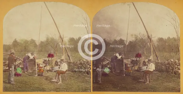 Group of woodsmen near a well, about 1870-1880. Creator: Unknown.