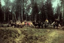 Group of Workers at the Zimov'evsko-Meshchaninovskaia Railroad, 1906-1908. Creator: Dorozhno-Stroitel'nyi Otdel