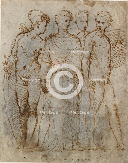 Group of Warriors (Donatello's St George at Orsanmichele in the centre), early 16th century. Artist: Raphael.