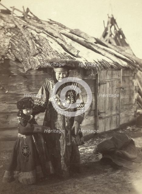 Group of Tartars [ie, Tatars], maiden & boy at small village near Minisinsk..., between 1885 and 86. Creator: Unknown.
