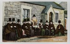 Group of ten Welsh women drinking tea outside a Chapel, c1900s. Creator: Unknown