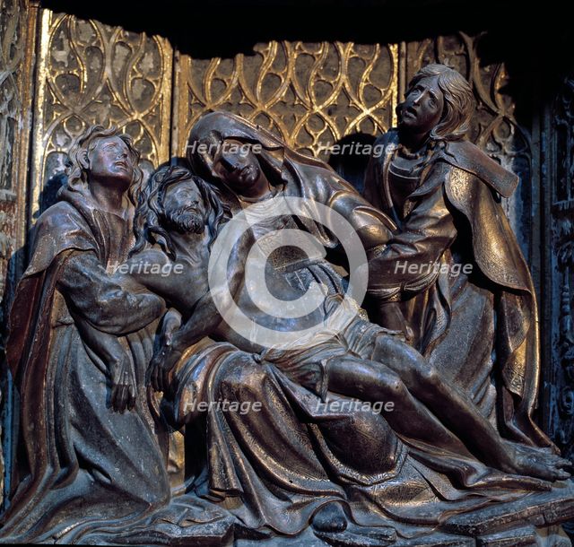 Group of the Piety, detail of the altarpiece of the chapel of graduated Santiago Gómez in the par…