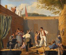 Group of Tightrope Walkers just before a Performance, 1840-1841. Creator: Friedlænder, Julius (1810-1861)