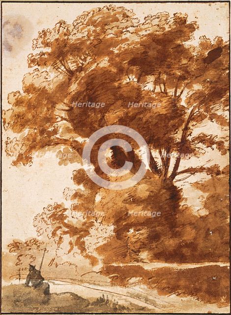 Group of Trees and Resting Sheperd, 1630s. Artist: Lorrain, Claude (1600-1682)