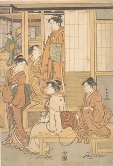Group of Young Women on the Veranda of a Tea House, late 18th century. Creator: Katsukawa Shuncho