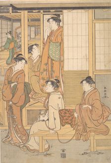 Group of Young Women on the Veranda of a Tea House, late 18th century. Creator: Katsukawa Shuncho