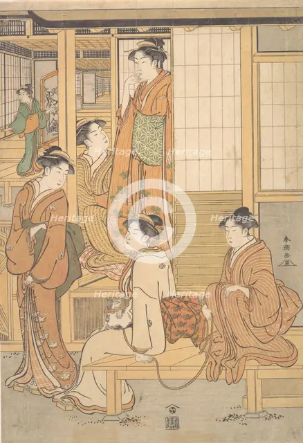 Group of Young Women on the Veranda of a Tea House, late 18th century. Creator: Katsukawa Shuncho.