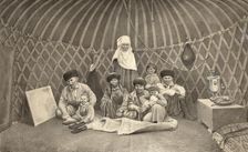 Group portrait in a yurt, 2nd half of 19th century. Creator: Mikhail Znamensky