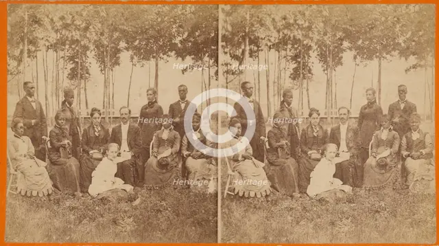 Group portrait in garden, 1870s. Creator: Alexander Carson McIntyre.