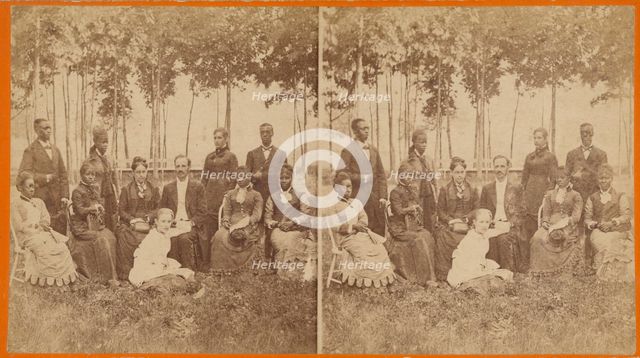 Group portrait in garden, 1870s. Creator: Alexander Carson McIntyre.