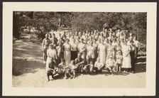 Group Portrait in Orchard, 1907-1943. Creator: Louis Fleckenstein