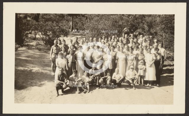 Group Portrait in Orchard, 1907-1943. Creator: Louis Fleckenstein.