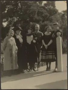 Group Portrait in Park, 1907-1943. Creator: Louis Fleckenstein