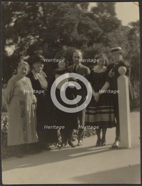 Group Portrait in Park, 1907-1943. Creator: Louis Fleckenstein.