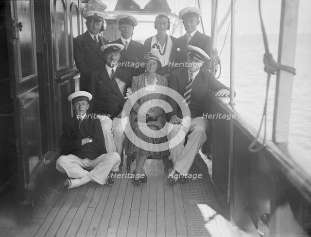 Group portrait on a yacht, Isle of Wight, c1935.  Creator: Kirk & Sons of Cowes.