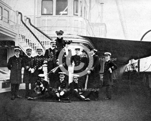 Group portrait on board the royal yacht Victoria and Albert, Copenhagen, 1908.Artist: Queen Alexandra