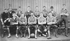 Group portrait of Burslem Port Vale football team, 1896. Creator: Symmons & Thiele