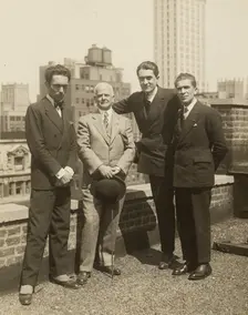 Group portrait of F. Vecchi, Dr. Brinton, F. Azari, and O.L. Foletti, 1920-1930. Creator: Fédèle Azari