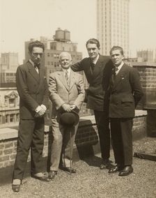 Group portrait of F. Vecchi, Dr. Brinton, F. Azari, and O.L. Foletti, 1920-1930. Creator: Fédèle Azari