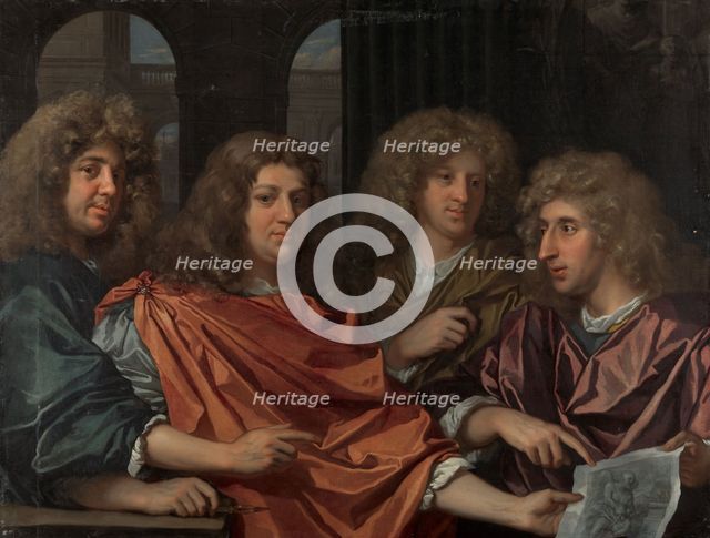 Group portrait of four artists, c.1680.  Creator: Monogrammist G. F..