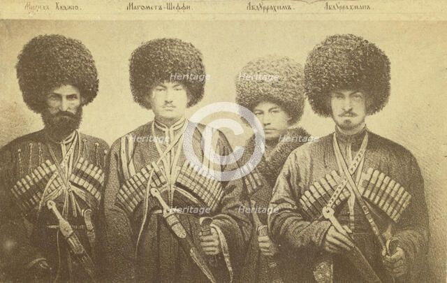 Group portrait of four men from Transcaucasus region, between 1870 and 1886. Creator: Unknown.