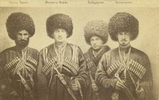 Group portrait of four men from Transcaucasus region, between 1870 and 1886. Creator: Unknown