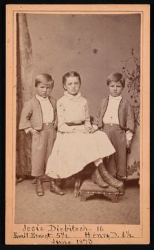 Group Portrait of Herman Henry Diebitsch Children - Emil, Josephine (Josie), and Henry, June 1873. Creator: Ulke Bros