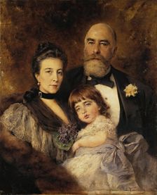 Group Portrait of M.S. Volkov, S.N. Volkova and S.M. Volkov-Monsey, 1900. Creator: Konstantin Makovsky