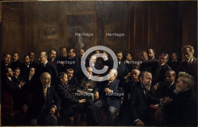 Group portrait of members of the Association of French Republican Journalists, 1907. Creator: Adolphe Henri Laissement.