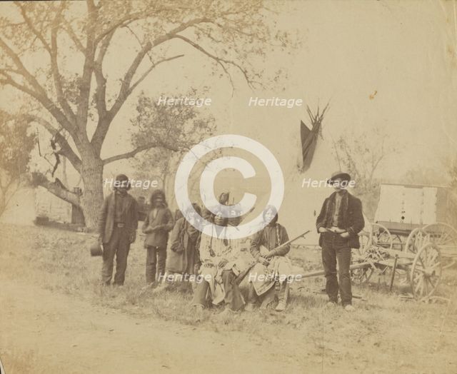 Group portrait of Native Americans, about 1865-1870. Creator: Unknown.
