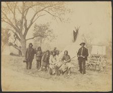 Group portrait of Native Americans, about 1865-1870. Creator: Unknown