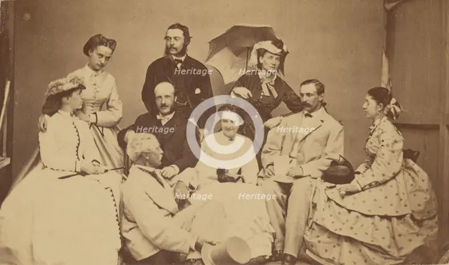 Group portrait of nine men and women, 1864-1866. Creator: H Wentworth.