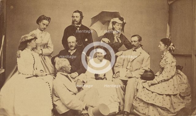 Group portrait of nine men and women, 1864-1866. Creator: H Wentworth.