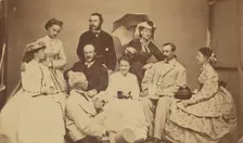 Group portrait of nine men and women, 1864-1866. Creator: H Wentworth
